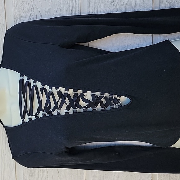 Bardot Black Lace-Up Bodysuit Size M Used Good Condition - Picture 3 of 7